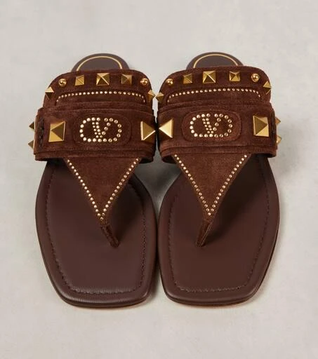 Valentino Plaster Caster studded suede thong sandals 5
