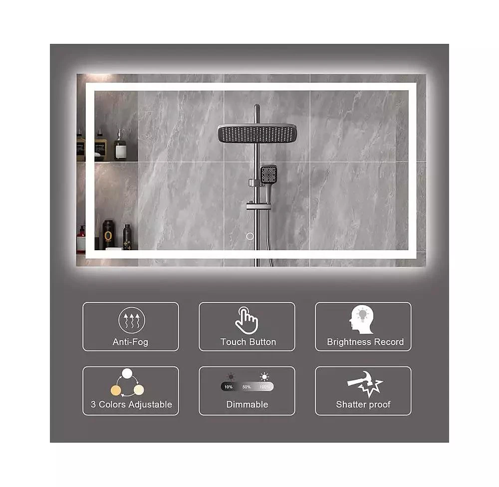 gaomon LED Bathroom Mirror with Lights 48 x 36 Inch/60x36 Inch LED Vanity Mirrors Wall Mounted Dimmable Front Lighted Anti-Fog Makeup Mirror for Bedroom 48 x 36 inch 4