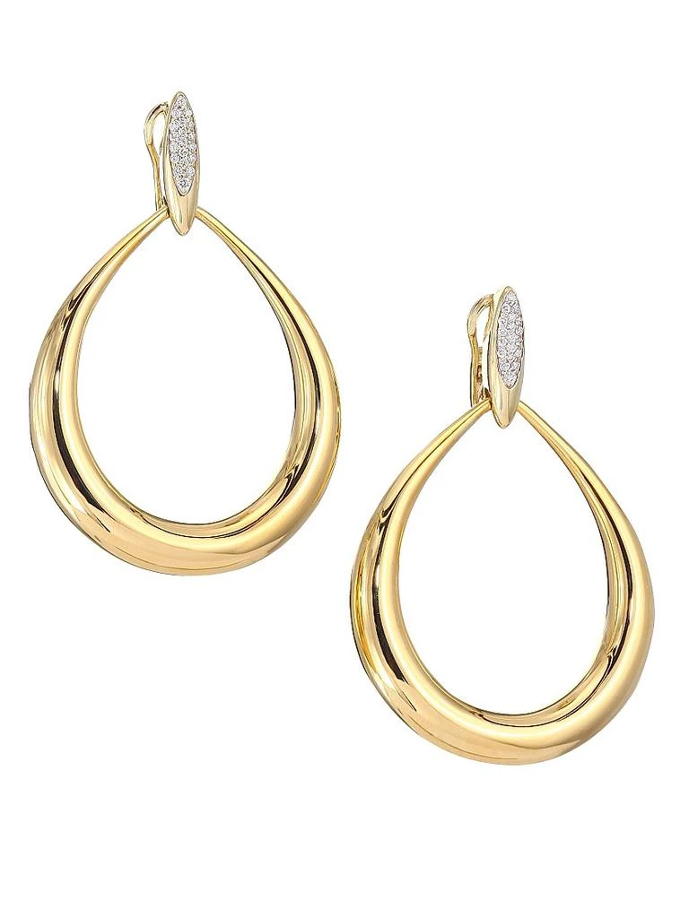 Roberto Coin 18K Yellow Gold & Diamond Teardrop Hoop Earrings 1