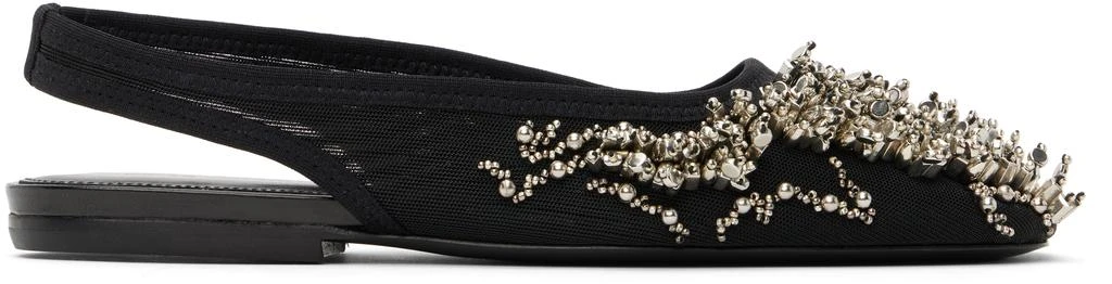 Dries Van Noten Black Embellished Mesh Slingback Ballerina Flats 1
