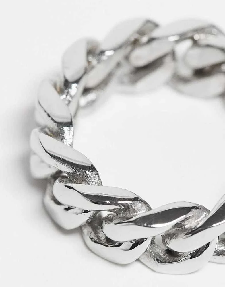 ASOS ASOS DESIGN waterproof stainless steel band ring with chain design in silver tone 2