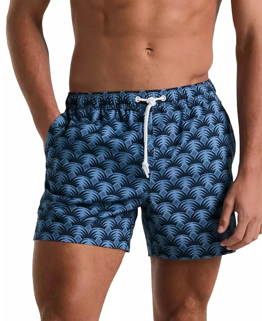 Original Penguin Men's Slim Fit Geo Palm Print Drawstring 5" Swim Trunks 1