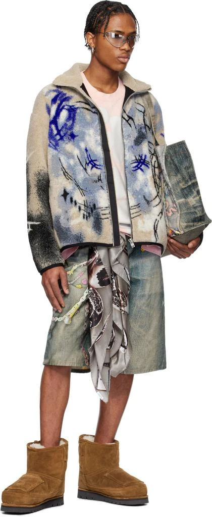 Acne Studios Beige & Blue Teddy Jacket 5