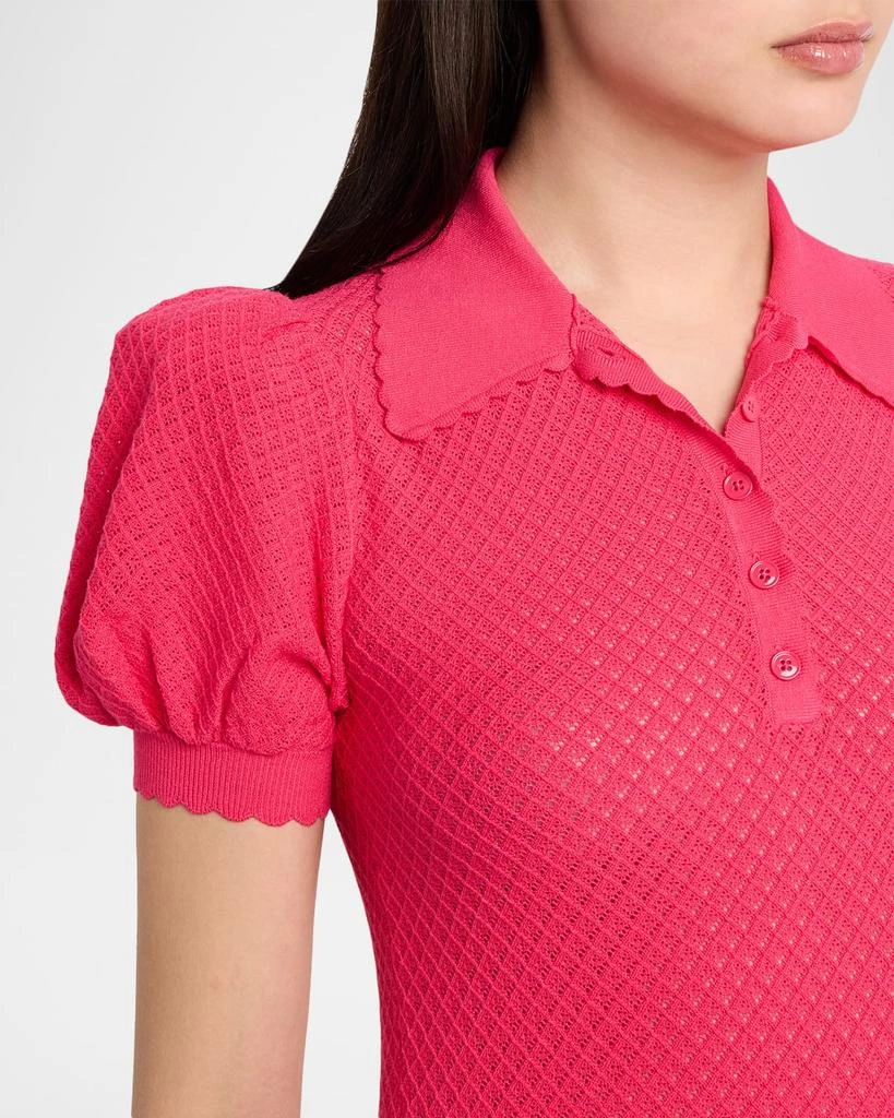 Alice + Olivia Ramona Pointelle Knit Polo 5