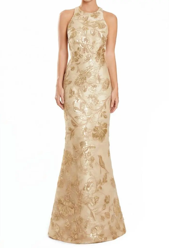 DAYMOR Daymor - Halter Embellished Sheath Evening Gown