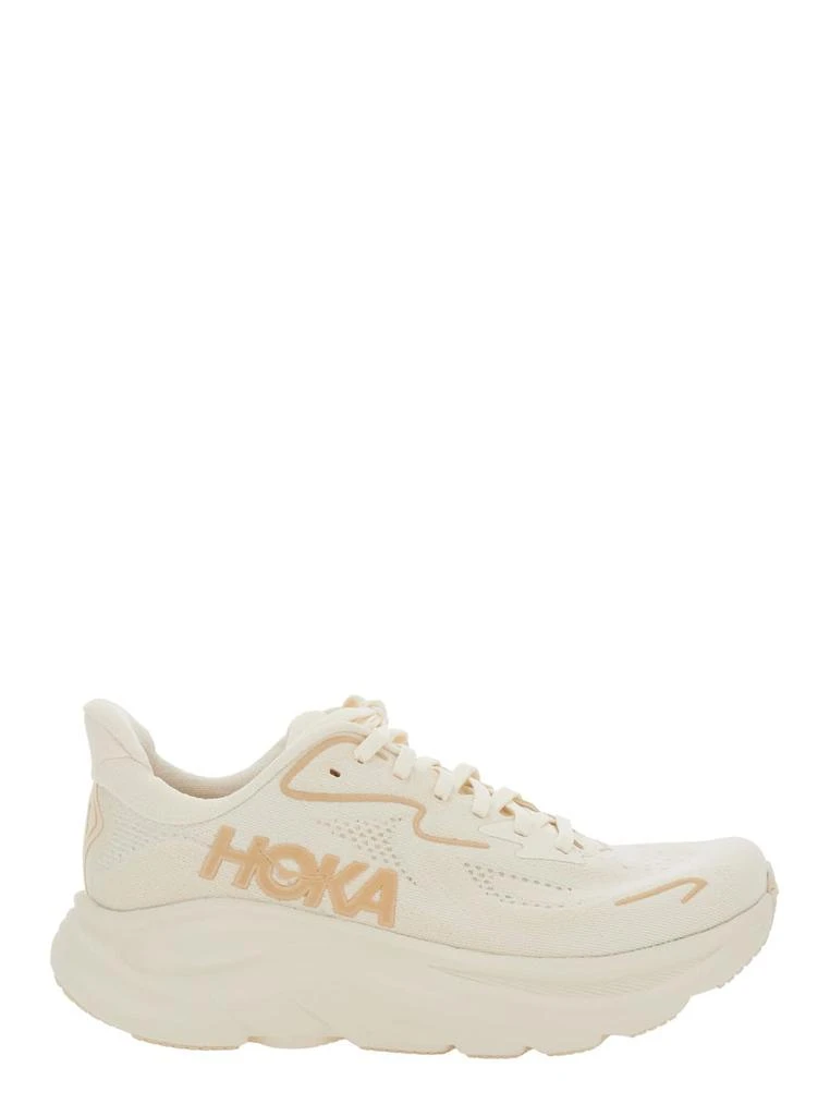 Hoka One One clifton 10 White Low Top Sneakers With Oversize Sole And Logo Lettering On The Side In Tehc Fabric Unisex 1