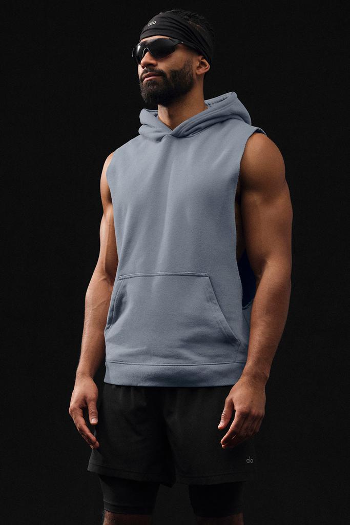 Alo Yoga Renown Sleeveless Hoodie - Steel Grey
