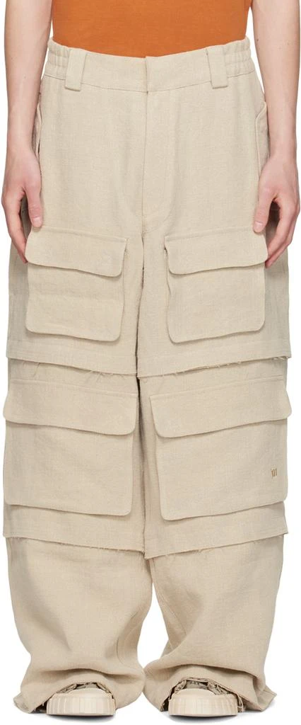 Misbhv Beige Jordan Barrett Edition Raw Edge Cargo Pants 1