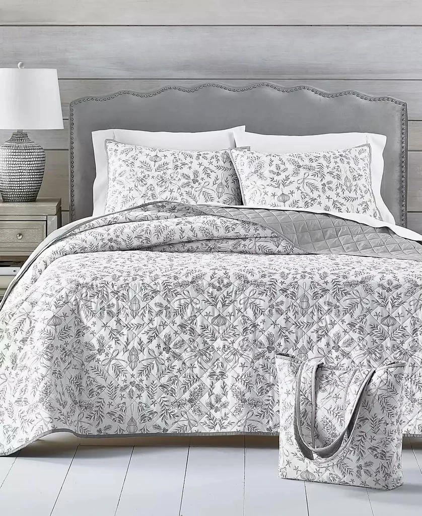 Martha Stewart Christmas Toile 3-Pc. Quilt Tote Set, Twin, Exclusively at Macy’s 1