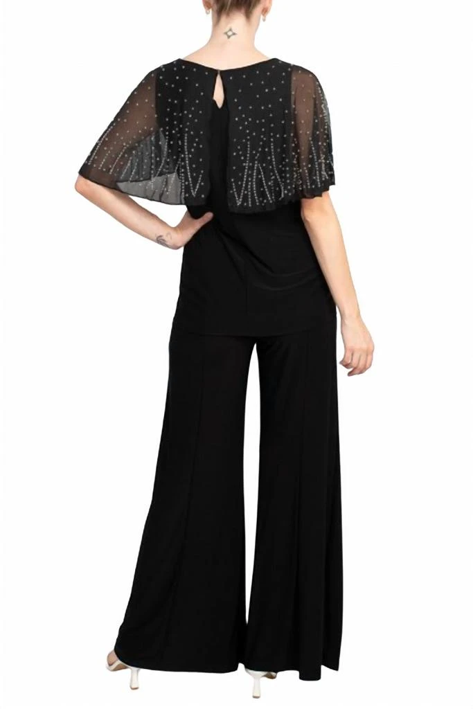MARINA Marina - Boat Neck Embellished Capelet Sleeve Top 
Wide Leg Pant Set 3