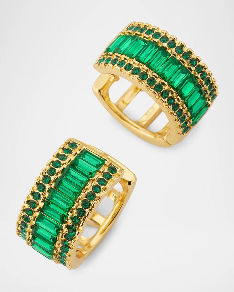 Golconda by Kenneth Jay Lane Faux Emerald Baguette Huggie Earrings 3