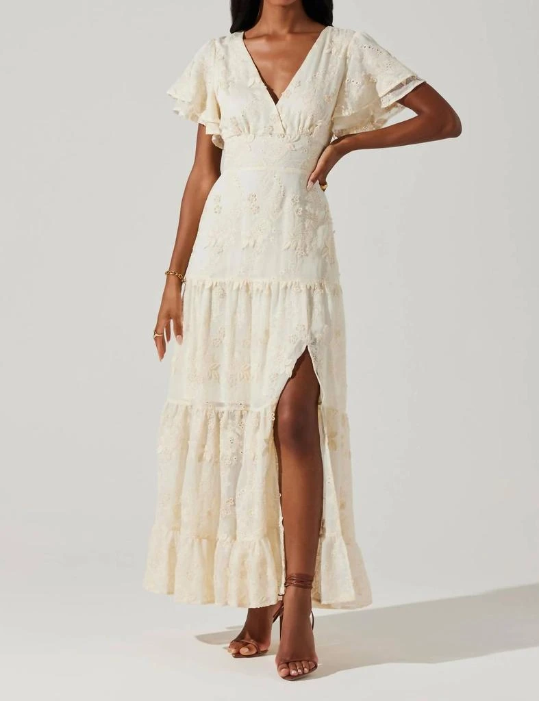 ASTR Junia Embroidered Tiered Maxi Dress In Cream 1