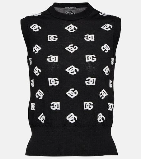 Dolce 
Gabbana Logo intarsia wool and silk top 1