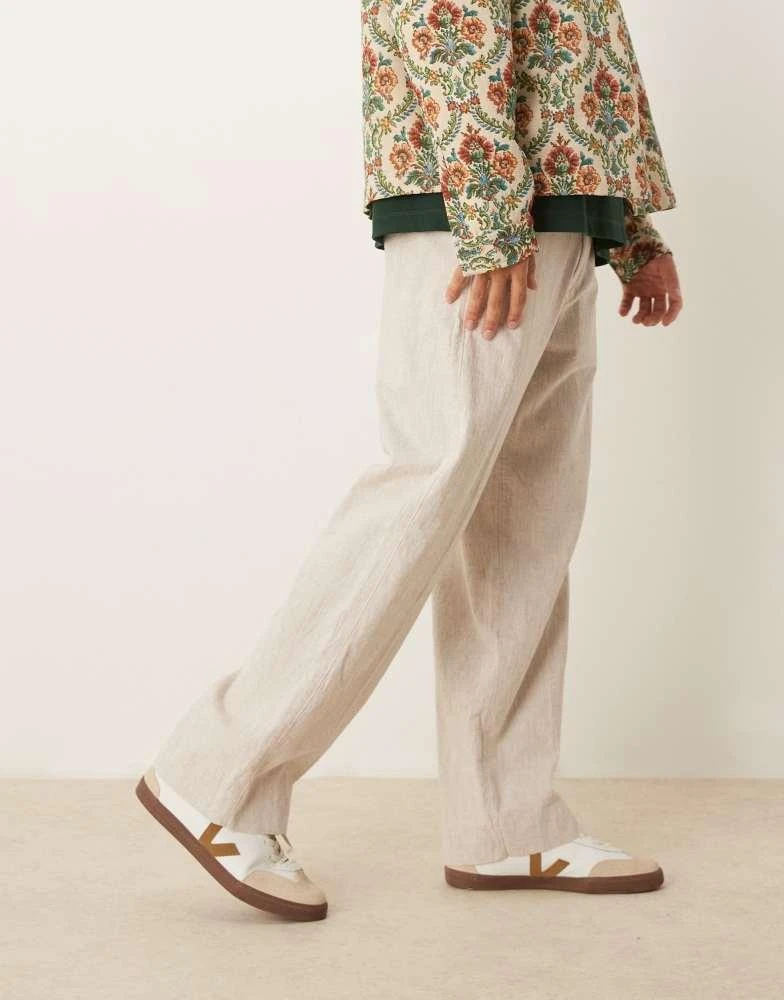 Abercrombie & Fitch Abercrombie & Fitch baggy linen trouser in tan 4