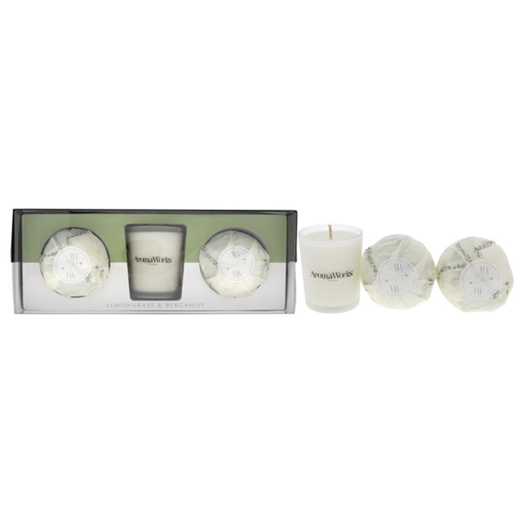AromaWorks 2.65 oz Light Candle Scent Set with Mini AromaBomb Lemongrass & Bergamot for Unisex - 3 Piece - 2 Piece