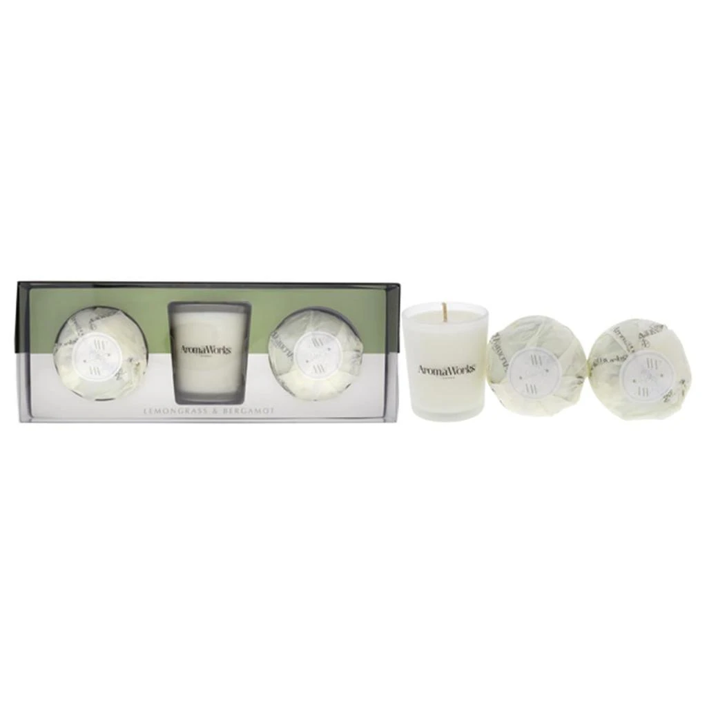 AromaWorks 2.65 oz Light Candle Scent Set with Mini AromaBomb Lemongrass & Bergamot for Unisex - 3 Piece - 2 Piece 1