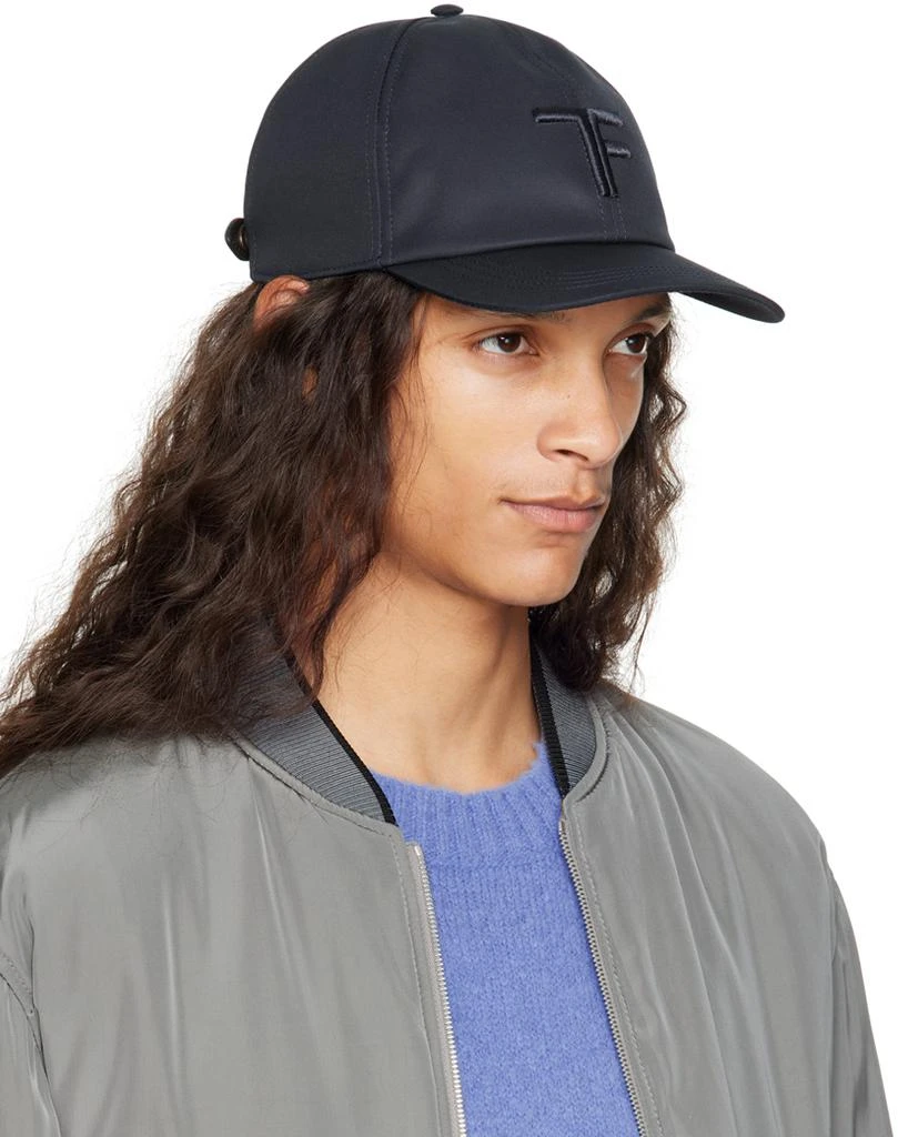 Tom Ford Navy Canvas & Smooth Leather Cap 2