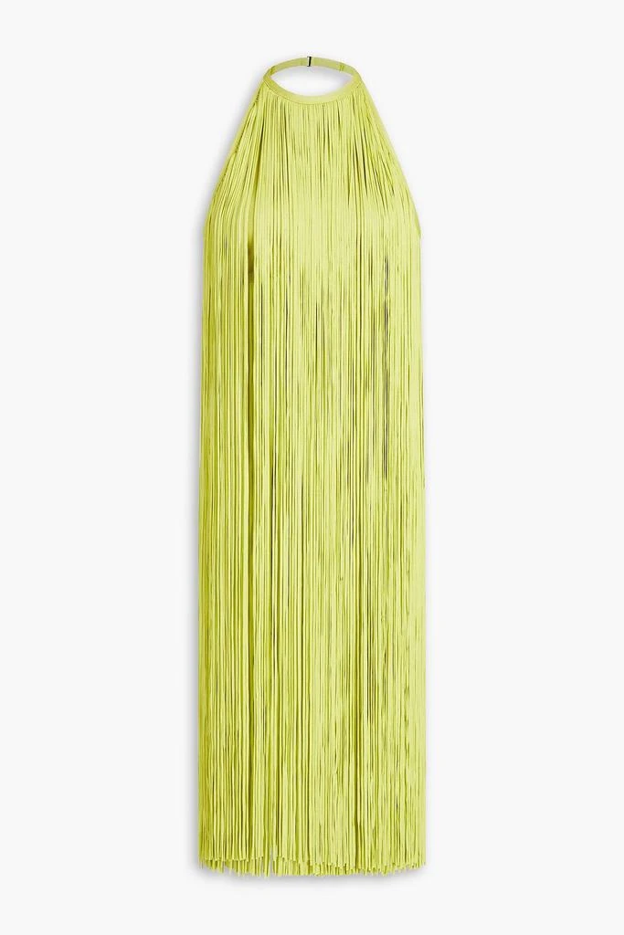 Herve Leger Open-back fringed bandage halterneck dress 1