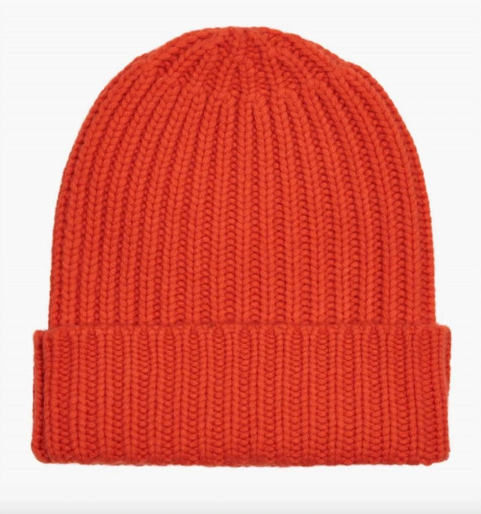 NEW HURRAY women\'s knit emma beanie hat in orange Harri Cashmere Beanie Hat in Orange | Made in Ireland  main image 3