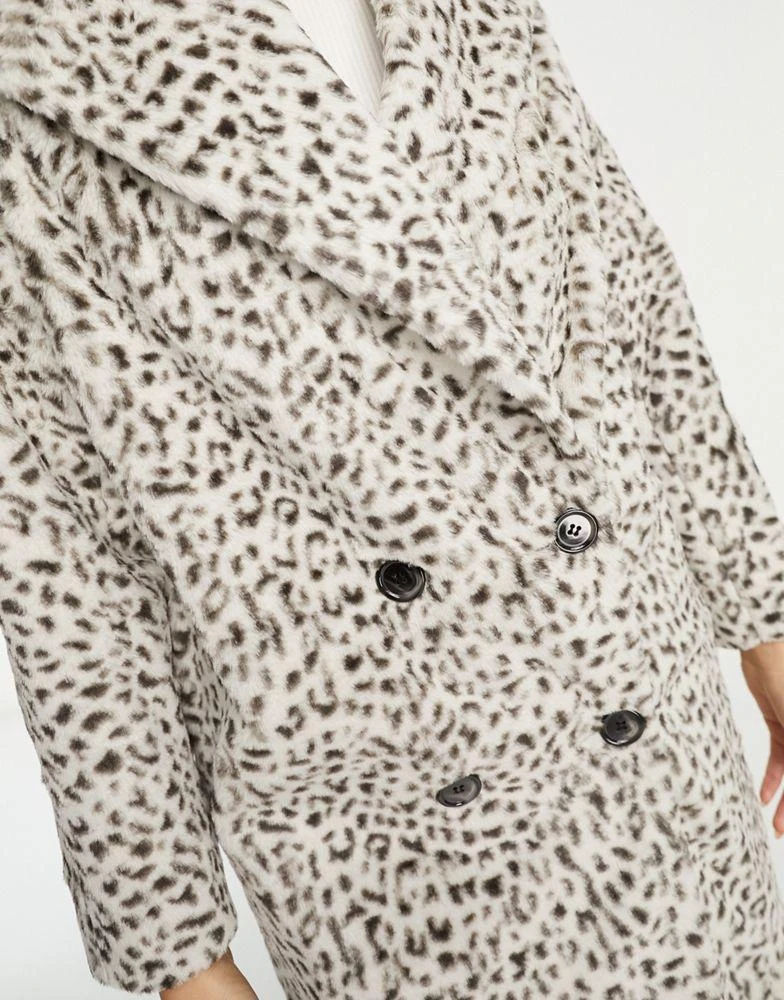 Helene Berman Helene Berman double breasted faux fur coat in white leopard 4