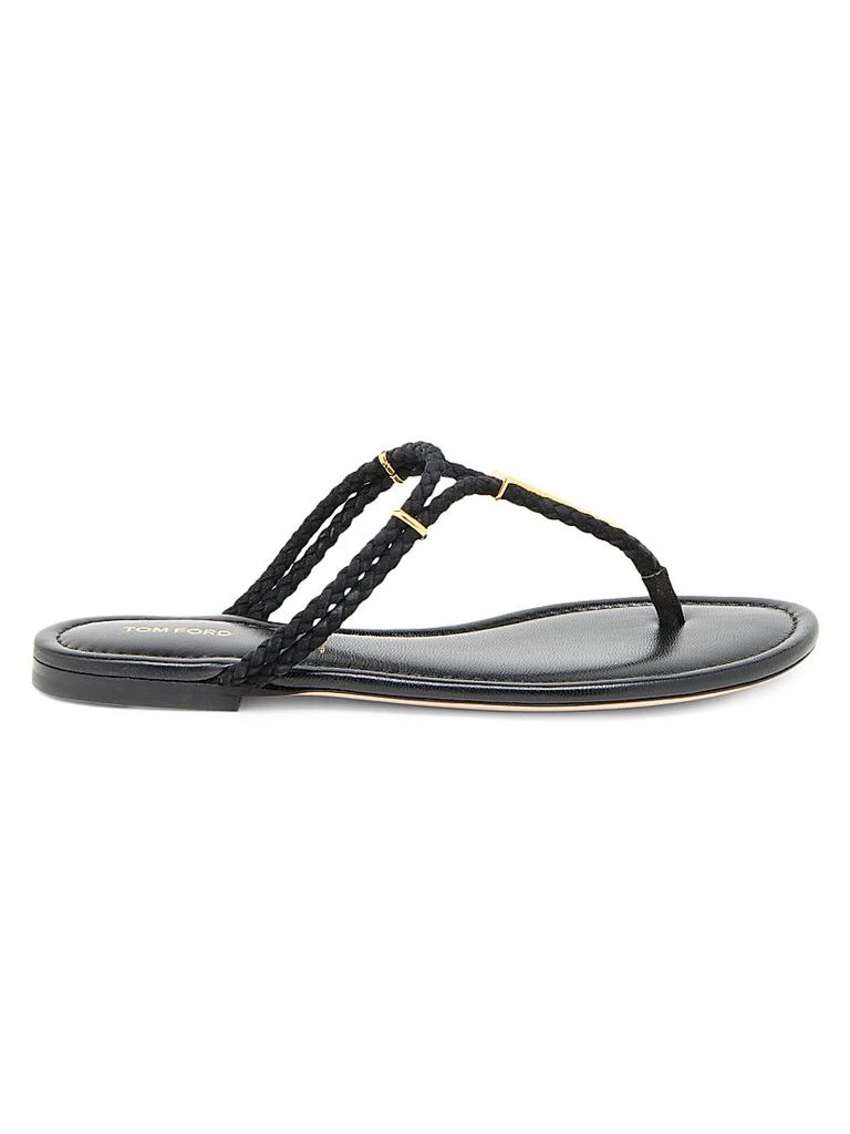 Tom Ford Lily Woven Suede T-Strap Sandals 1