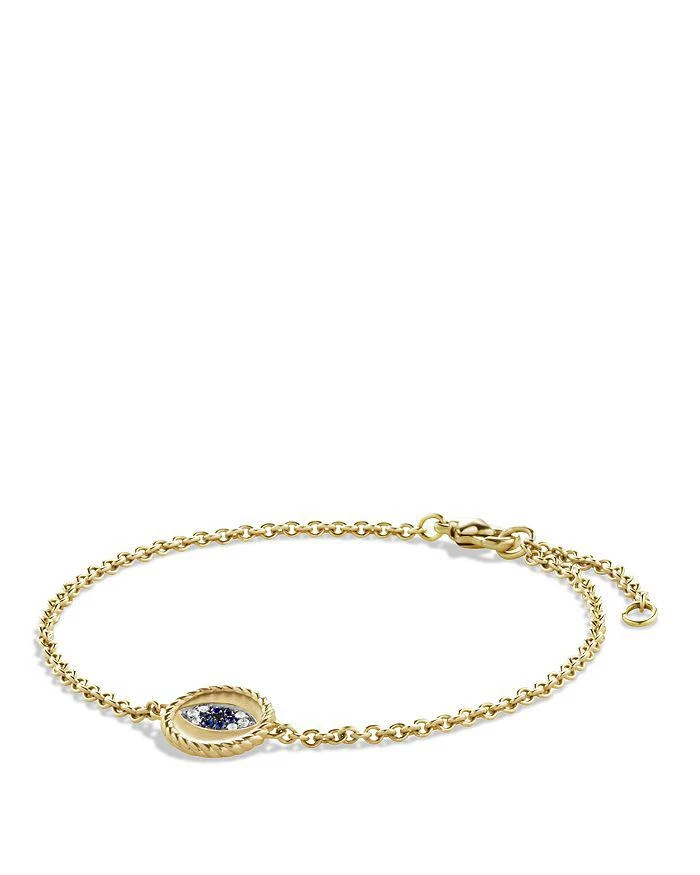 David Yurman Cable Collectibles® Evil Eye Bracelet in 18K Yellow Gold with Pavé Sapphires and Diamonds, 2mm