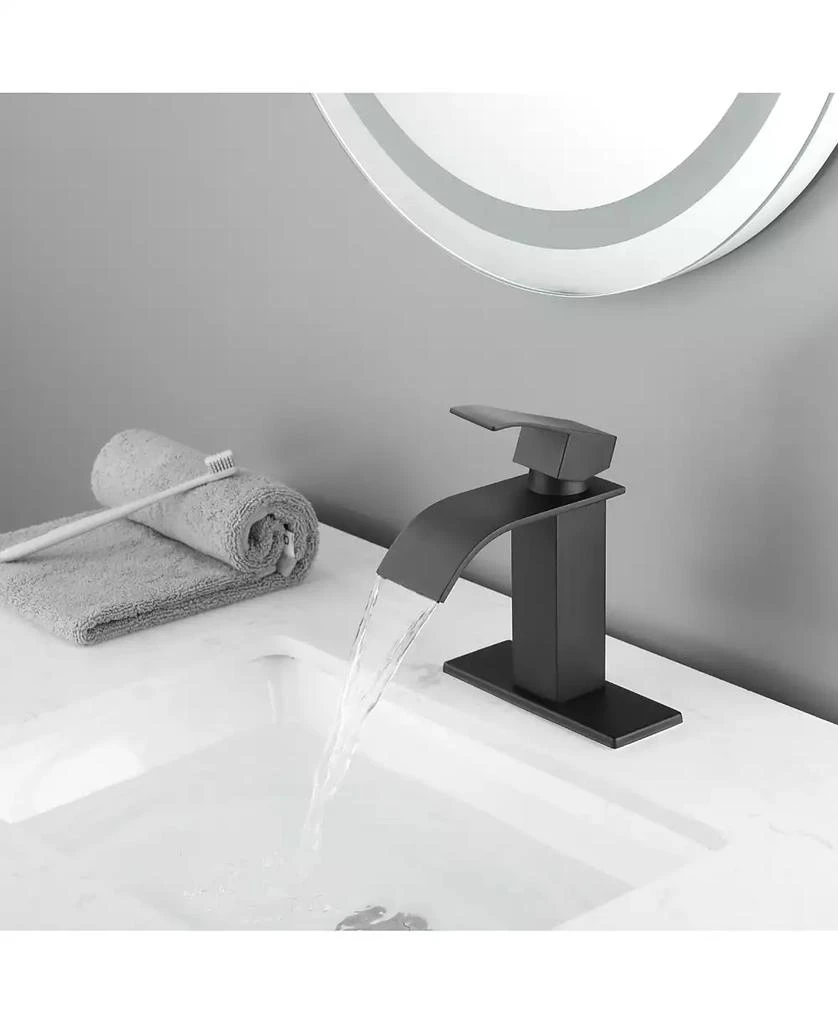 Flynama Waterfall Spout Bathroom Faucet,Single Handle Bathroom Vanity Sink Faucet 8