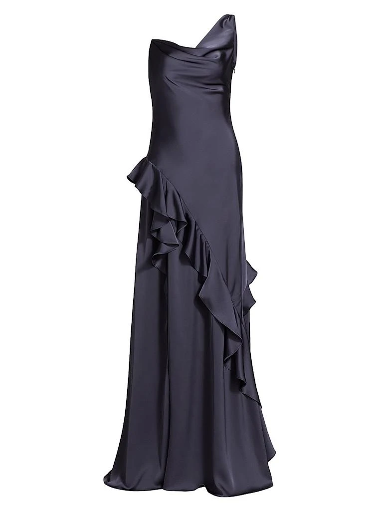 blue dress for baby girl Fitted Ruched Lace-Up Back Gown by Juliet 284 – ABC Fashion main image 0