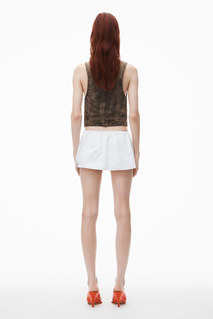 Alexander Wang Drawstring Skort in Cotton & Crystal Hotfix