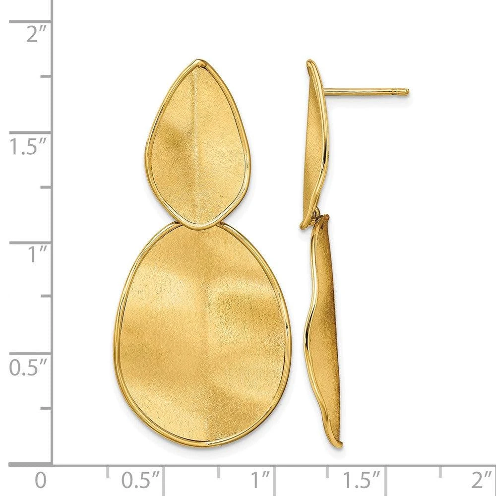 Diamond2Deal 14k Yellow Gold Polished Textured Drop Dangle Earrings 4