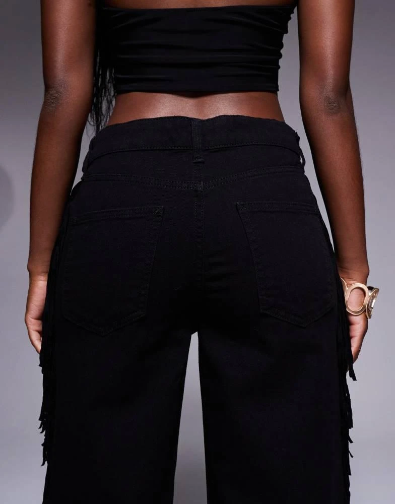 River Island River Island straight leg jean with tassel detailing in black 4