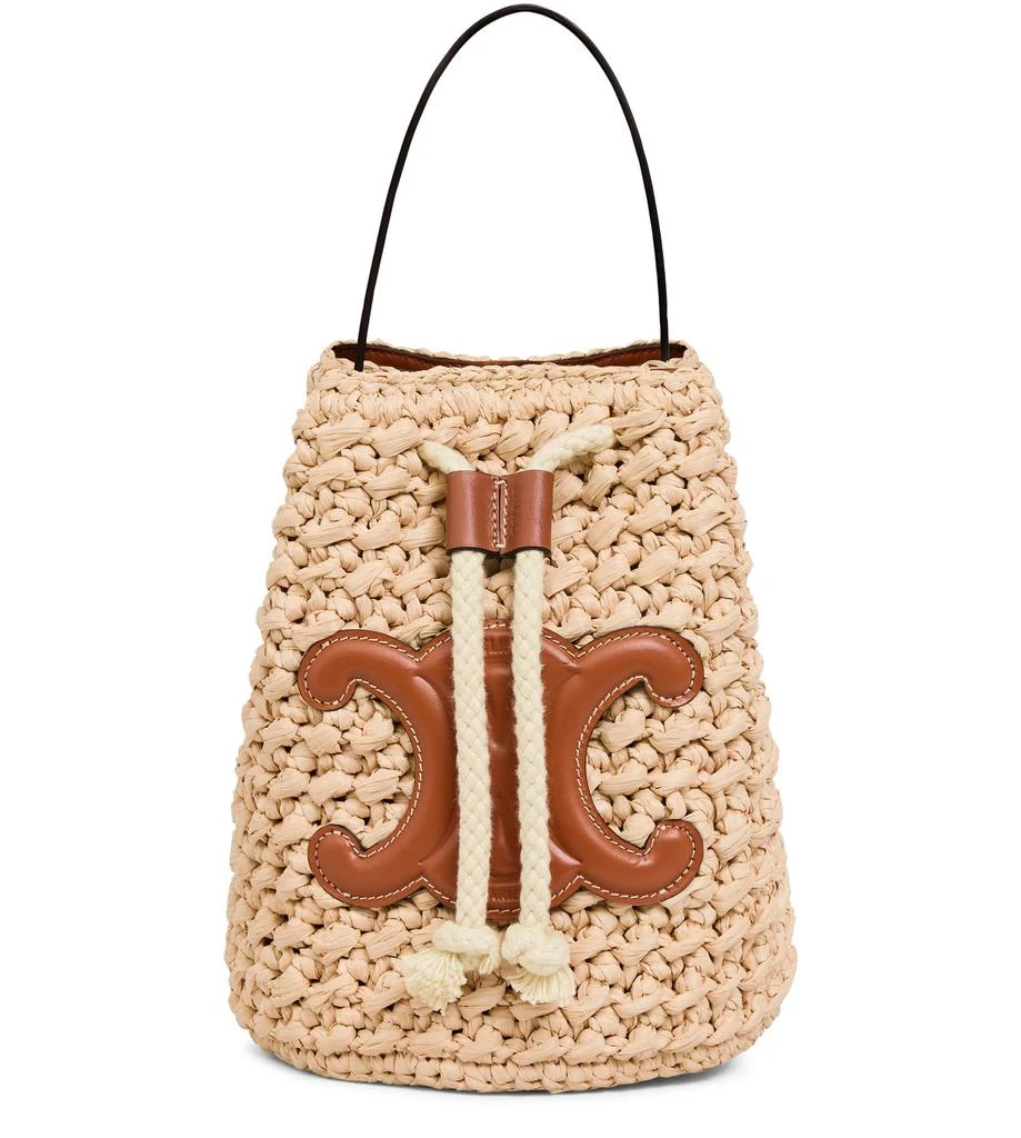 CELINE Teen Drawstring in raffia and calfskin 1