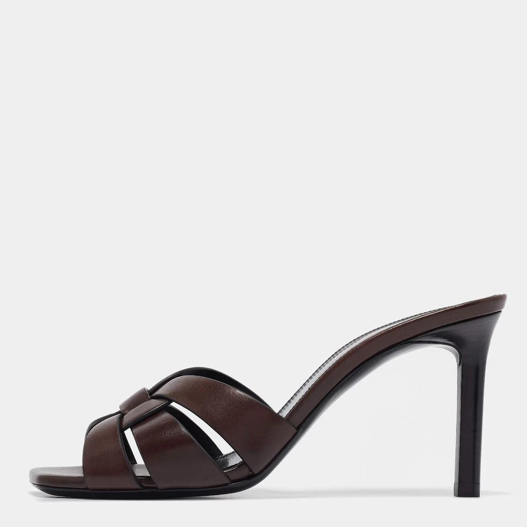 Yves Saint Laurent Saint Laurent Brown Leather Tribute Slide Sandals Size 36.5 1
