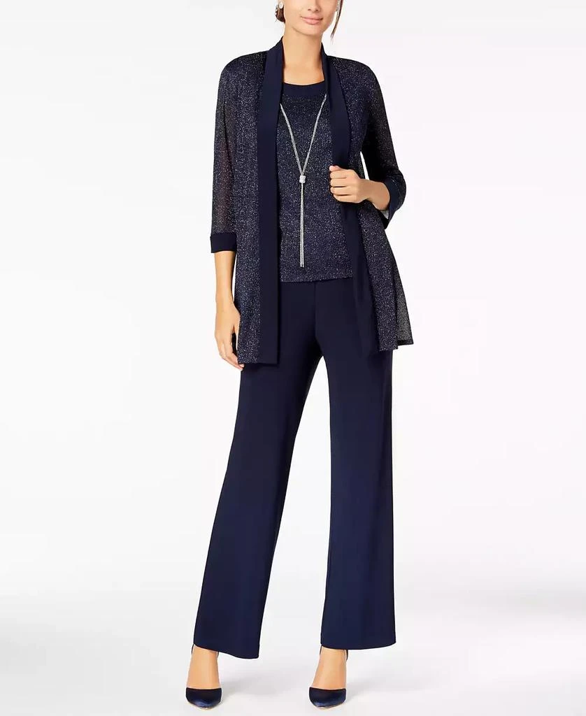 R & M Richards Metallic Pantsuit, Shell & Necklace Set 1