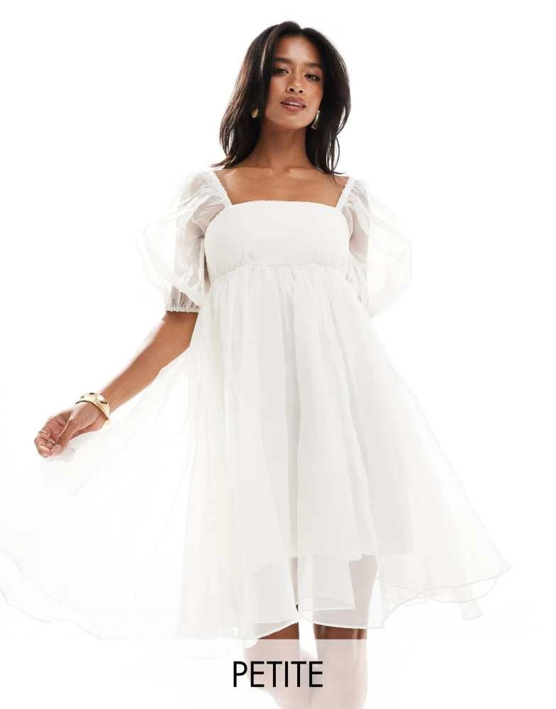 Shop Lace & Beads Petite square neck babydoll organza mini dress in ivory  on Sale at BeyondStyle  Get 60% Off Lace & Beads Petite square neck  babydoll organza mini dress in