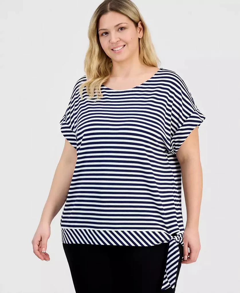 JONES NEW YORK Plus Size Dolman-Sleeve Tie-Hem Top