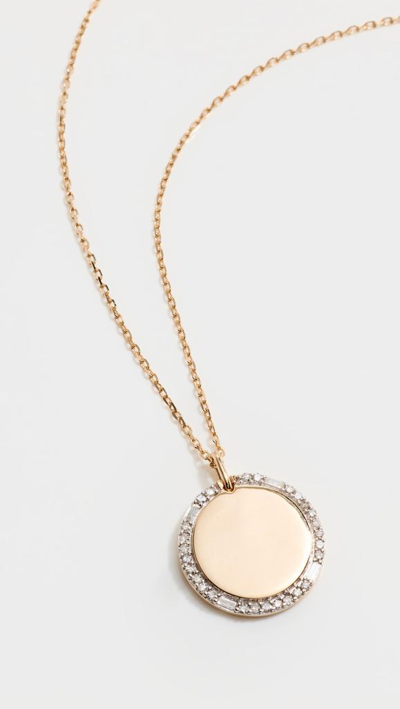 Adina Reyter 14k Round Pavé  Baguette Dog Tag Necklace
