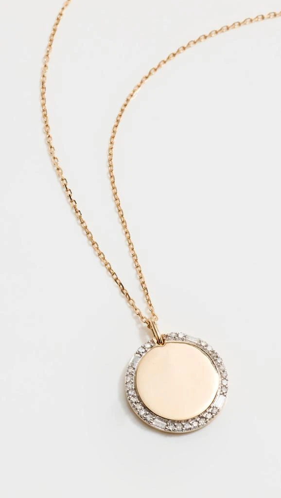 Adina Reyter 14k Round Pavé  Baguette Dog Tag Necklace 1