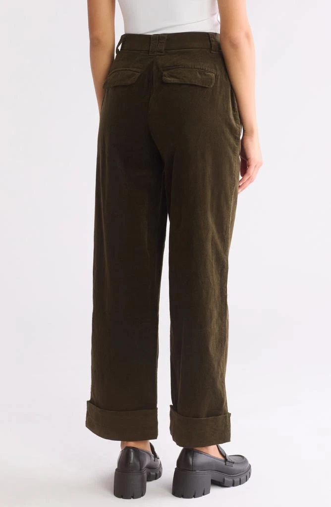 Democracy Pleated Front Cuffed Wide Leg Corduroy Pants 2