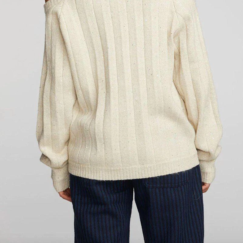 Chaser Sequin Knit Cold Shoulder Sweater 2