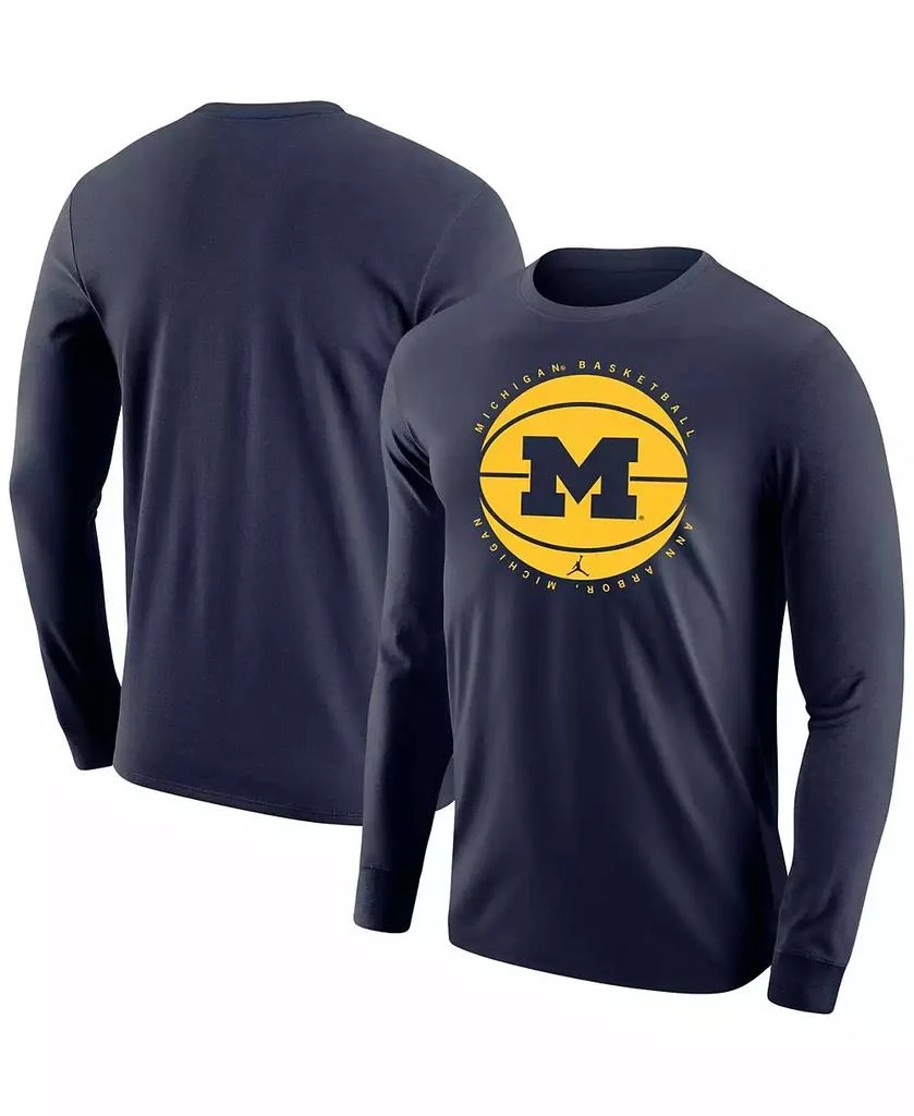 Jordan Men's Navy Michigan Wolverines Basketball Long Sleeve T-shirt 1