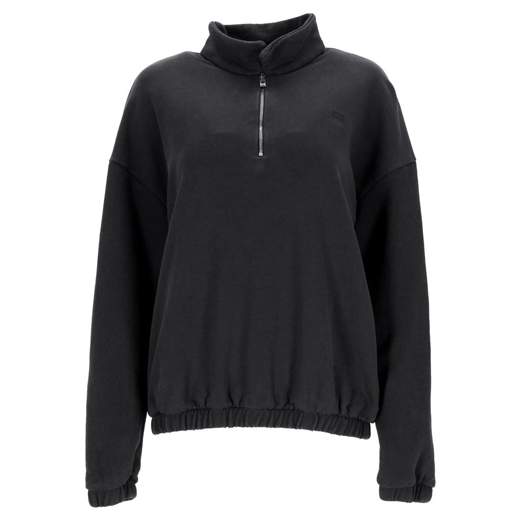 Totême Toteme Half Zip Pullover Sweater in Black Cotton 1