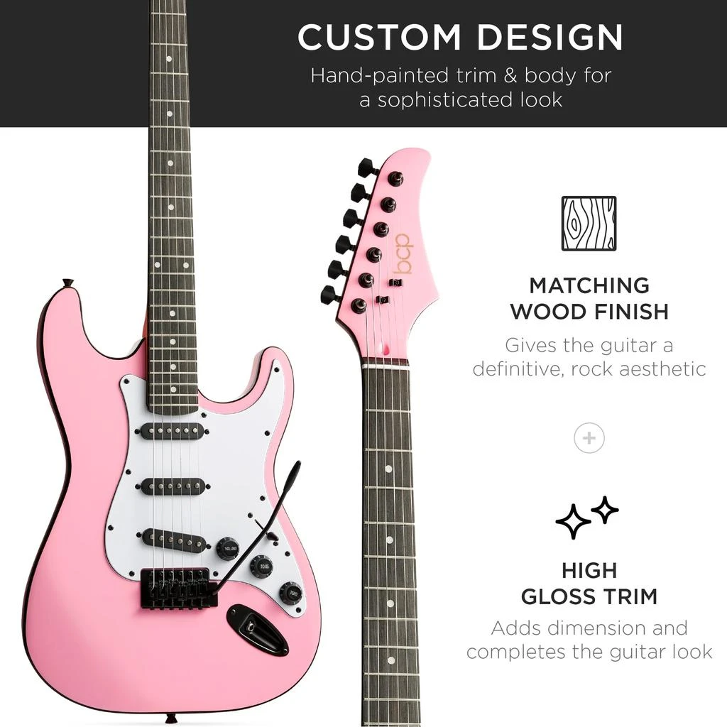 Best Choice Products 39in Full Size Beginner Electric Guitar Kit with Case, Strap, Amp, Whammy Bar 23