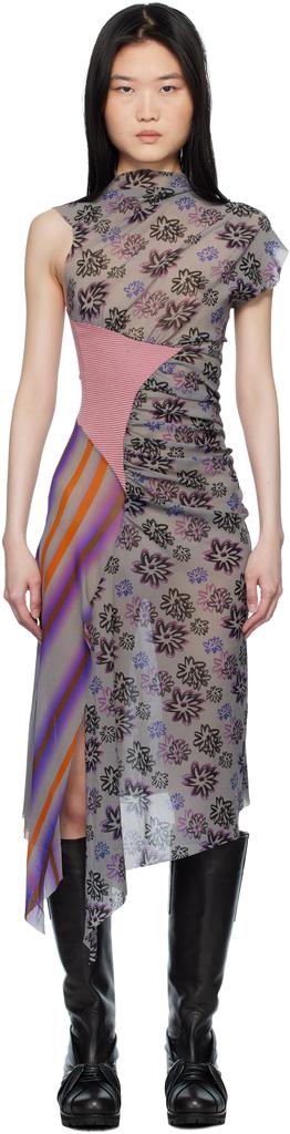 PAULA CANOVAS DEL VAS Multicolor Diamond Mesh Midi Dress