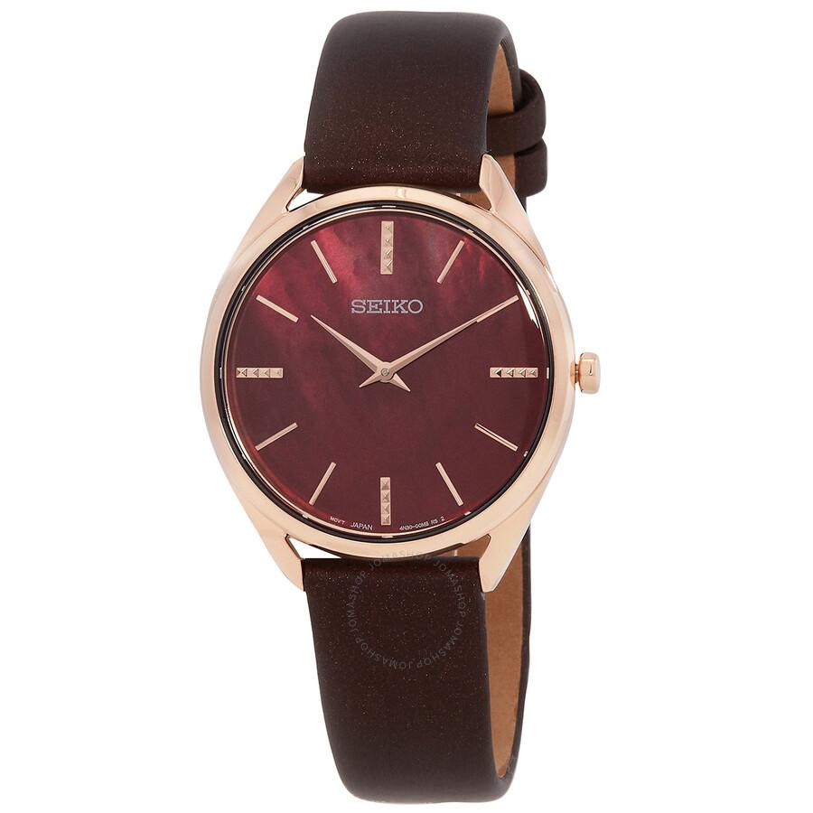 Seiko Essentials Quartz Bordeaux Dial Ladies Watch SWR082