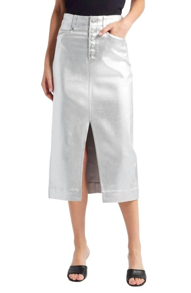 Paige Meadow Midi Skirt In Platinum Siver 1