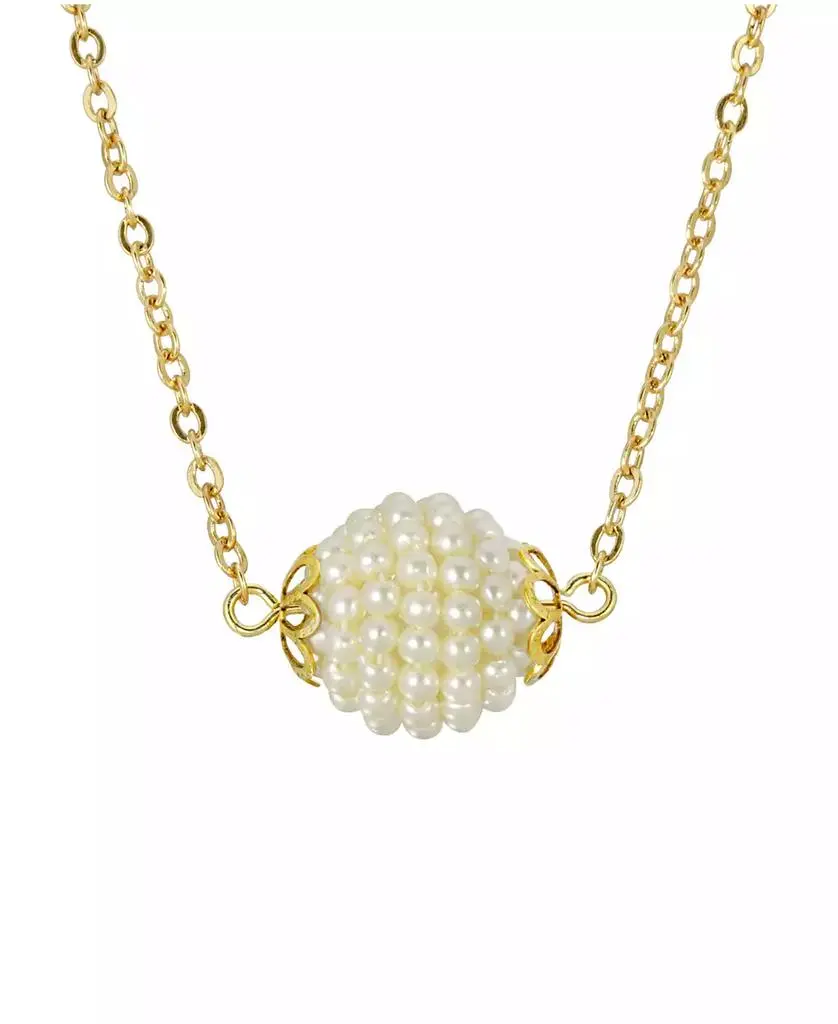 2028 Gold-Tone Round Faux Seeded Imitation Pearl Single Ball 16" Necklace
