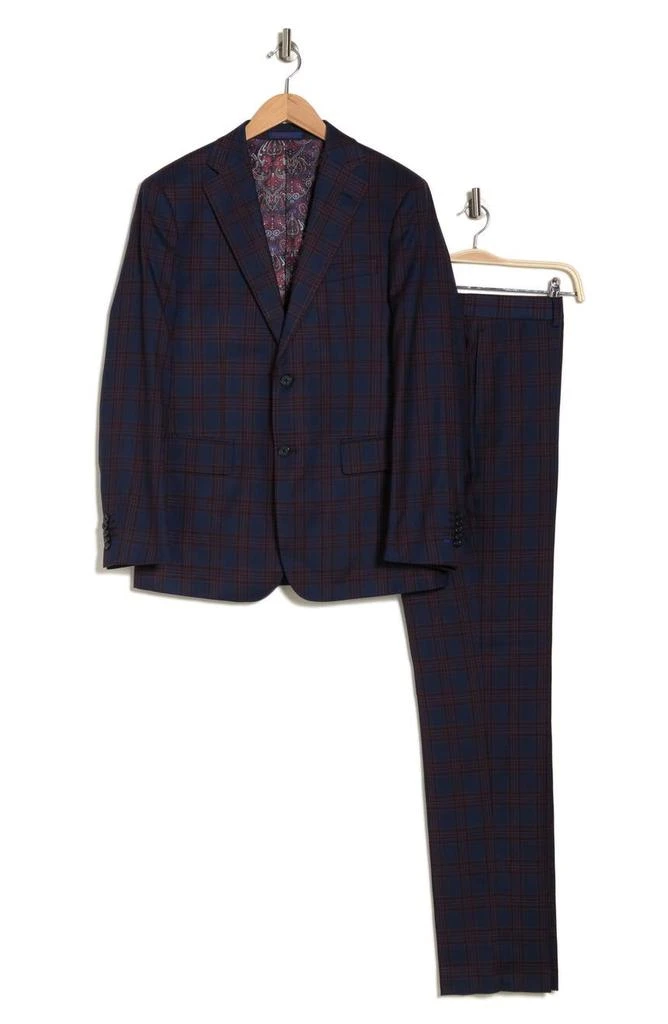 English Laundry Trim Fit Plaid Two-Button Suit 3