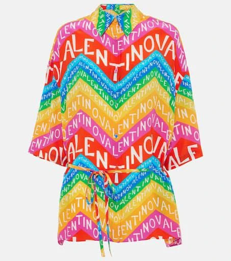 Valentino Logo silk shirt dress 1