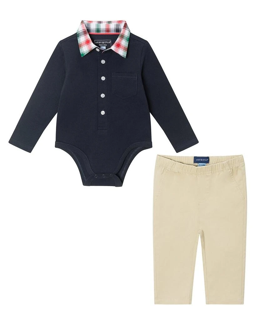 Andy & Evan Holiday Polo Bodysuit & Pant Set 1